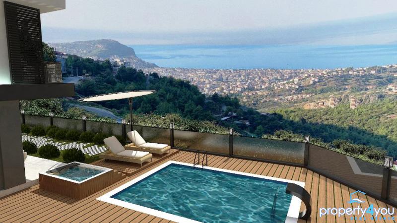 Modernes Neubauprojekt in Alanya Tepe mit Burg und Meerblick Modernes Neubauprojekt in Alanya Tepe mit Burg und Meerblick